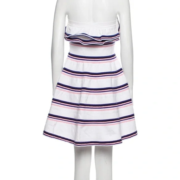 MSGM Stripe Strapless Ruffle Mini Dress - Picture 2 of 14